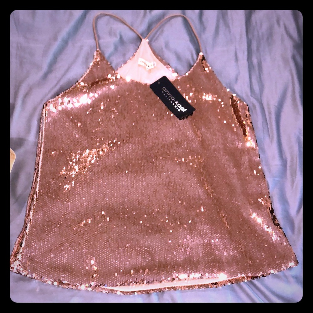 Sequined rose tank top